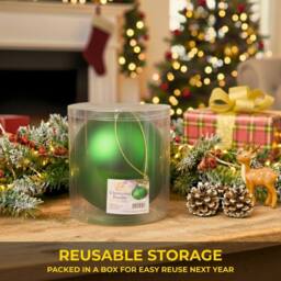 Shatchi 20cm Mat Christmas Bauble - Premium Bauble & Home Décor Ornament in Dark Green - Size: 20 cm - thumbnail 3
