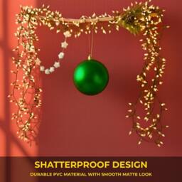 Shatchi 20cm Mat Christmas Bauble - Premium Bauble & Home Décor Ornament in Dark Green - Size: 20 cm - thumbnail 5