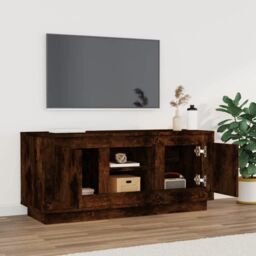 Berkfield Home TV Cabinet Smoked Oak 102x35x45 cm Engineered Wood in Brown - Size: 102 x 35 x 45 cm - thumbnail 3