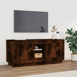 Berkfield Home TV Cabinet Smoked Oak 102x35x45 cm Engineered Wood in Brown - Size: 102 x 35 x 45 cm - thumbnail 1