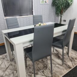 KOSY KOALA Dining Table Set White & Black Table With 4 Grey Chairs Dining Room Furniture in Brown - thumbnail 9
