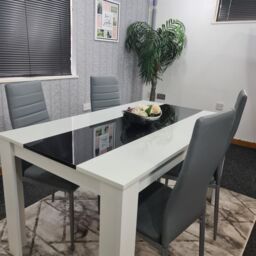 KOSY KOALA Dining Table Set White & Black Table With 4 Grey Chairs Dining Room Furniture in Brown - thumbnail 8