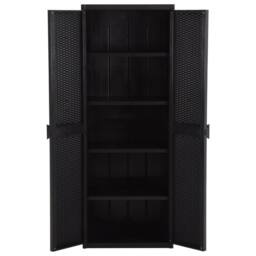 Berkfield Home Garden Storage Cabinet Black 65x45x172 cm PP Rattan - Size: 65 x 45 x 172 cm - thumbnail 4