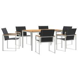 Berkfield Home Stunning 7 Piece Garden Dining Set Solid Wood Acacia in Brown - thumbnail 3