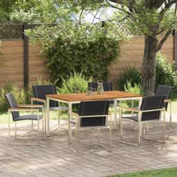 Berkfield Home Stunning 7 Piece Garden Dining Set Solid Wood Acacia in Brown - thumbnail 2