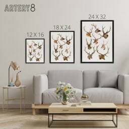 "Artery8 Vintage Illustration of Deer Species Lydekker Framed Canvas Wall Art in White - Size: W18"" x H24""" - thumbnail 4