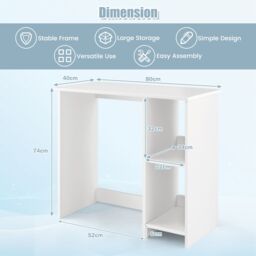 Costway Wooden Computer Desk Writing Desk PC Laptop Table W/2 Compartments in White - thumbnail 2