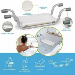 NESTLUNE Suspended Bath Seat Elderly Bath Board Bathtub Seat in Silver - thumbnail 5