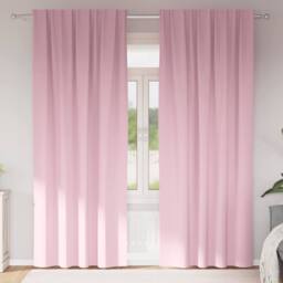 Berkfield Home Modern Curtains with Curtains 2 pcs Baby pink 260 x 140 cm Polyester - thumbnail 2