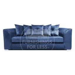 Furnishings For Less UK Victoria Soft Plush Velvet Fabric 3 Seater Sofa - Scatter Back in Blue - thumbnail 1