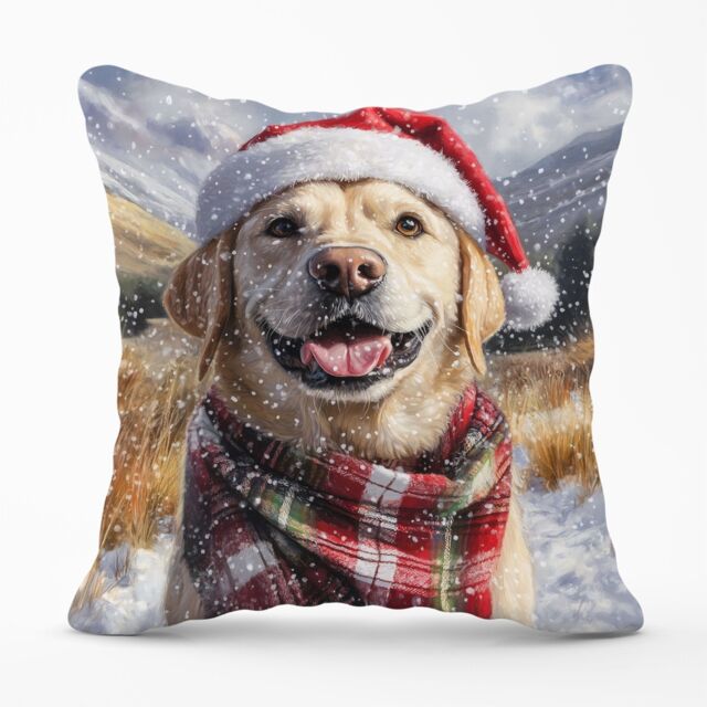 Warren Reed - Designer Christmas Yellow Labrador Cushion - Size: 60 cm x 60 cm - image 1