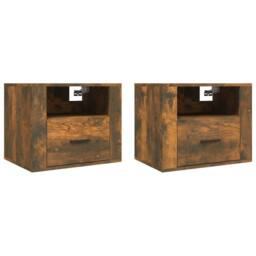 Berkfield Home Wall-mounted Bedside Cabinets 2 pcs Smoked Oak 50x36x40 cm in Brown - Size: 50 x 36 x 40 cm - thumbnail 1