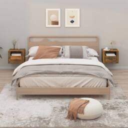 Berkfield Home Wall-mounted Bedside Cabinets 2 pcs Smoked Oak 50x36x40 cm in Brown - Size: 50 x 36 x 40 cm - thumbnail 2