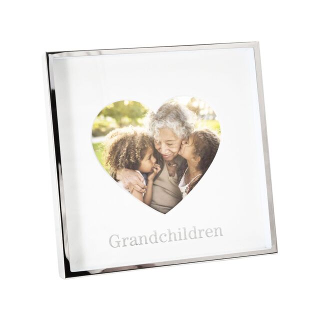 Happy Homewares Nickel Grandchildren 4x4 Heart Frame with Silver Foil - image 1
