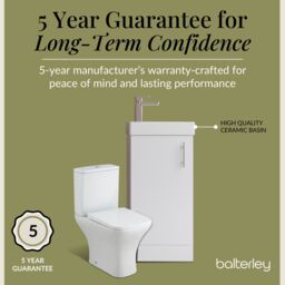 Balterley Cloakroom Vanity Basin, Tap & Toilet Set - Gloss White/Chrome in White - thumbnail 6