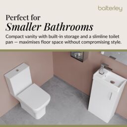 Balterley Cloakroom Vanity Basin, Tap & Toilet Set - Gloss White/Chrome in White - thumbnail 3