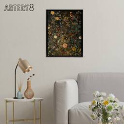 "Artery8 Birds In Flowering Shrubs Floral Framed Canvas Wall Art Print - Size: W12"" x H16""" - thumbnail 3