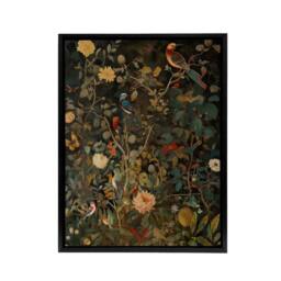 "Artery8 Birds In Flowering Shrubs Floral Framed Canvas Wall Art Print - Size: W12"" x H16""" - thumbnail 1