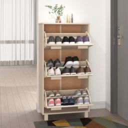 Berkfield Home Shoe Cabinet HAMAR Honey Brown 59.5x35x117 cm Solid Wood Pine - thumbnail 6