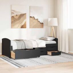 Berkfield Home Day Bed with 5 Drawers without Mattress IRUN Black 90x200 cm - thumbnail 3
