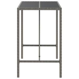 Berkfield Home Bar Table with Glass Top Grey 110x70x110 cm Poly Rattan - Size: 110 x 70 x 110 cm - thumbnail 4