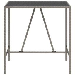 Berkfield Home Bar Table with Glass Top Grey 110x70x110 cm Poly Rattan - Size: 110 x 70 x 110 cm - thumbnail 3