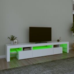 Berkfield Home TV Cabinet with LED Lights White 215x36.5x40 cm - thumbnail 4