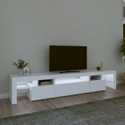 Berkfield Home TV Cabinet with LED Lights White 215x36.5x40 cm - thumbnail 3