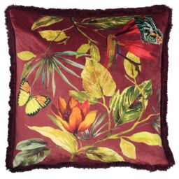 Paoletti Cahala Tropical Cushion in Purple - Size: 50 cm x 50 cm - thumbnail 1