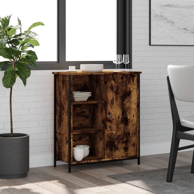 Berkfield Home Sideboard Smoked Oak 70x30x80 cm Engineered Wood in Brown - Size: 70 x 30 x 80 cm - image 1