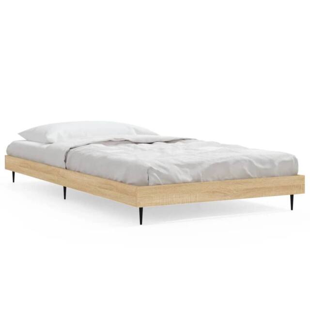 Berkfield Home Bed Frame Sonoma Oak 90x200 cm Engineered Wood in Light Tan - image 1