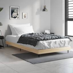Berkfield Home Bed Frame Sonoma Oak 90x200 cm Engineered Wood in Light Tan - thumbnail 2