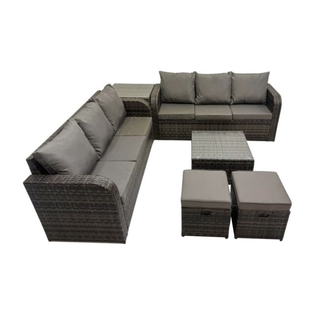 Fimous Rattan Garden Outdoor Furniture Set with Side Table Dark Grey Mixed - image 1