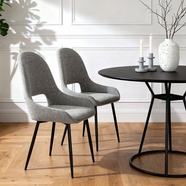 Home Garden Direct Pebble - Set of 2 Boucle Dining Chairs - Light Grey - image 1