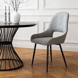 Home Garden Direct Pebble - Set of 2 Boucle Dining Chairs - Light Grey - thumbnail 2
