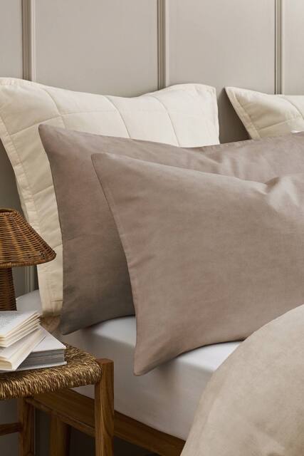 CHRISTY 'Relaxed Linen' Washed Finish Reversible Standard Pillowcase Pair in Beige - image 1