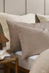 CHRISTY 'Relaxed Linen' Washed Finish Reversible Standard Pillowcase Pair in Beige