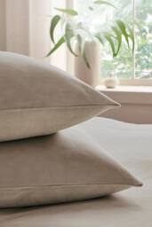 CHRISTY 'Relaxed Linen' Washed Finish Reversible Standard Pillowcase Pair in Beige - thumbnail 3