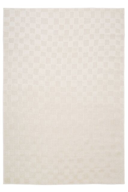 Kukoon Cream Beige Chequered Velvety Soft Rug in Light Beige - Size: 80 cm x 150 cm - image 1