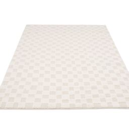 Kukoon Cream Beige Chequered Velvety Soft Rug in Light Beige - Size: 80 cm x 150 cm - thumbnail 4