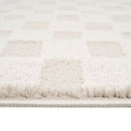 Kukoon Cream Beige Chequered Velvety Soft Rug in Light Beige - Size: 80 cm x 150 cm - thumbnail 5