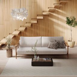 Kukoon Cream Beige Chequered Velvety Soft Rug in Light Beige - Size: 80 cm x 150 cm - thumbnail 2