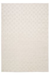 Kukoon Cream Beige Chequered Velvety Soft Rug in Light Beige - Size: 80 cm x 150 cm - thumbnail 1