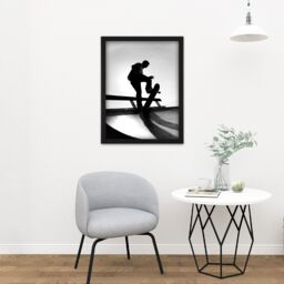 "Artery8 Wall Art Print Skateboarding Skater Ramp Silhouette Large Framed Wall Décor Art in Light Oak - Size: W18"" x H24""" - thumbnail 2
