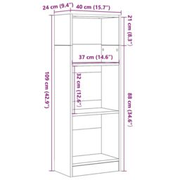 Berkfield Home Bookcase Black Oak 40x24x109 cm Engineered Wood - Size: 40 x 24 x 109 cm - thumbnail 9