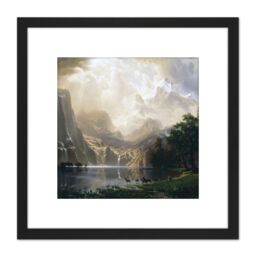 Artery8 Bierstadt Among Sierra Nevada California Painting 8X8 Inch Square Wooden Framed Wall Art Print Picture with Mount in Black - thumbnail 1