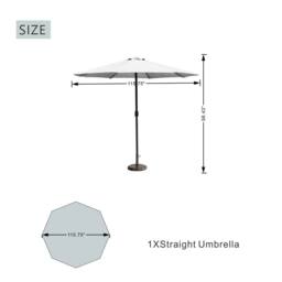 MIMO Outdoor Parasol with LED Lights, Crank Table Sun Umbrella for Garden in Cream - Size: 1 Pack - thumbnail 2