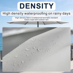 MIMO Outdoor Parasol with LED Lights, Crank Table Sun Umbrella for Garden in Cream - Size: 1 Pack - thumbnail 4