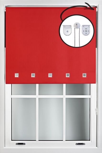 Furnished Red Blackout Roller Blind with Chrome Square Eyelets & Metal Fittings - Size: 120 cm width x 165 cm drop - image 1