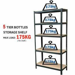 Kelvenix Garage Shed Racking Storage Shelving Units in Black - Size: 0.6m2 - thumbnail 3